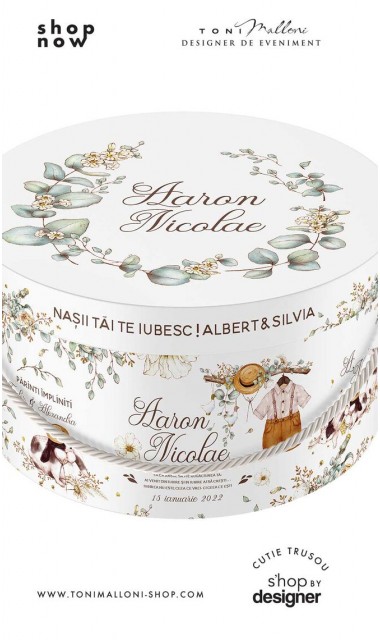 Cutie trusou botez alba rotunda retro Rabbit Sage White 3